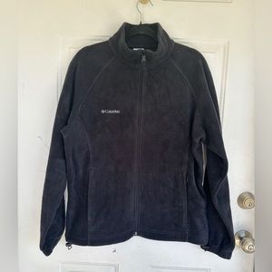 Columbia Fleece Jacket Black Zip Up Jacket size L